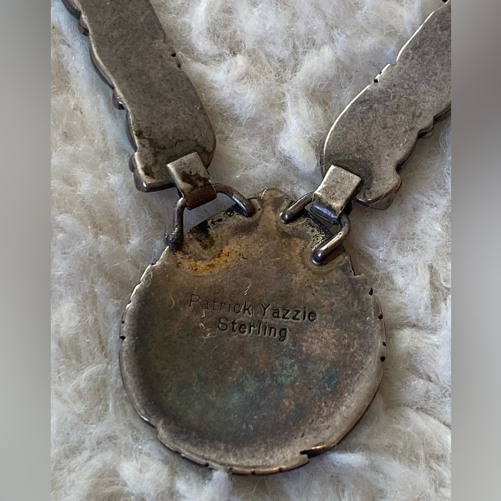 Vintage Turquoise Sterling Silver Patrick Yazzie Western Boho Necklace - Picture 6 of 7
